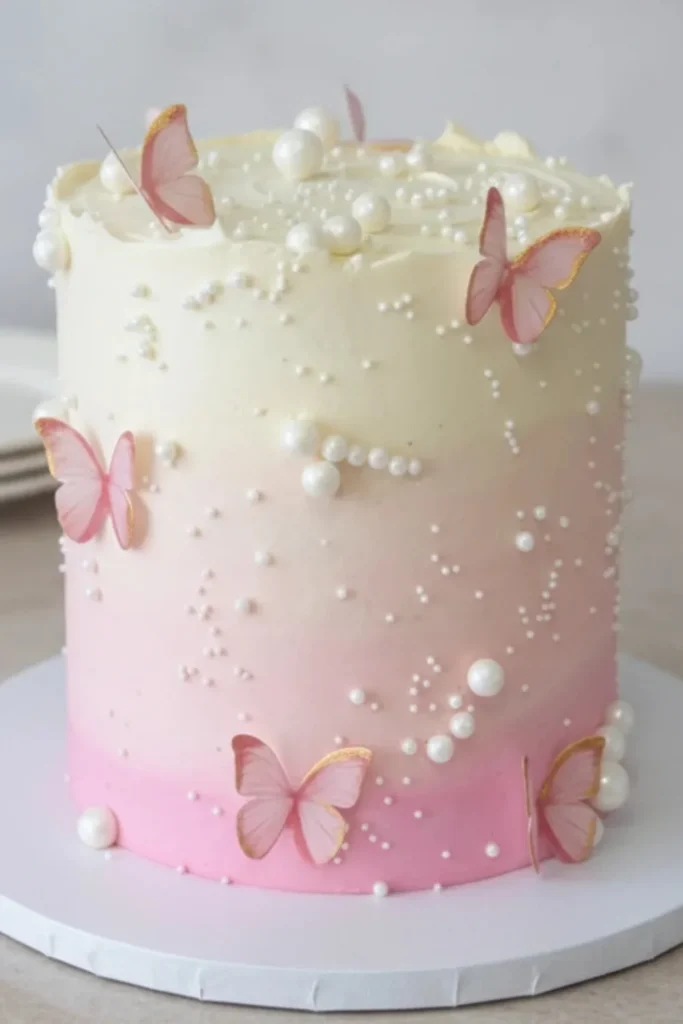 Butterfly Omber Birthday Cake