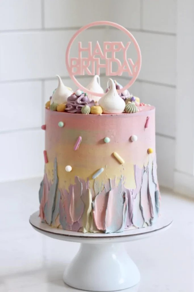 Pastel Omber Birthday Cake