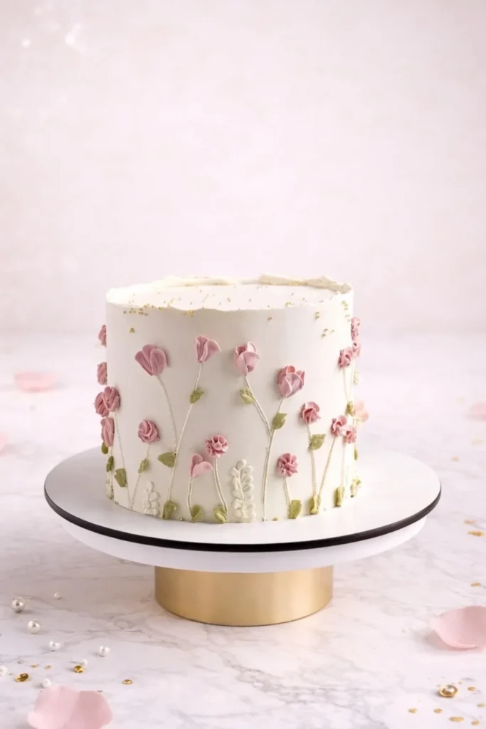 Retro Floral Piped Cake