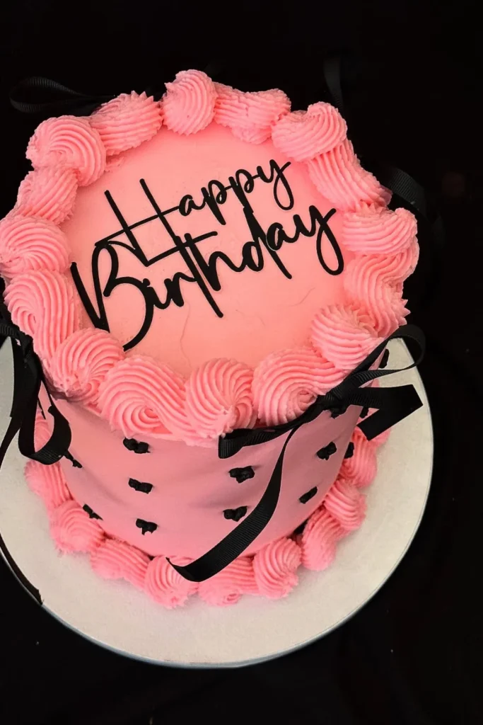 Black And Pink Bow Cake