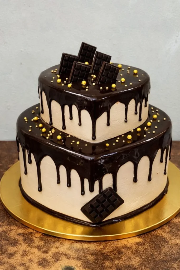 Chocolate Drip Heart Cake