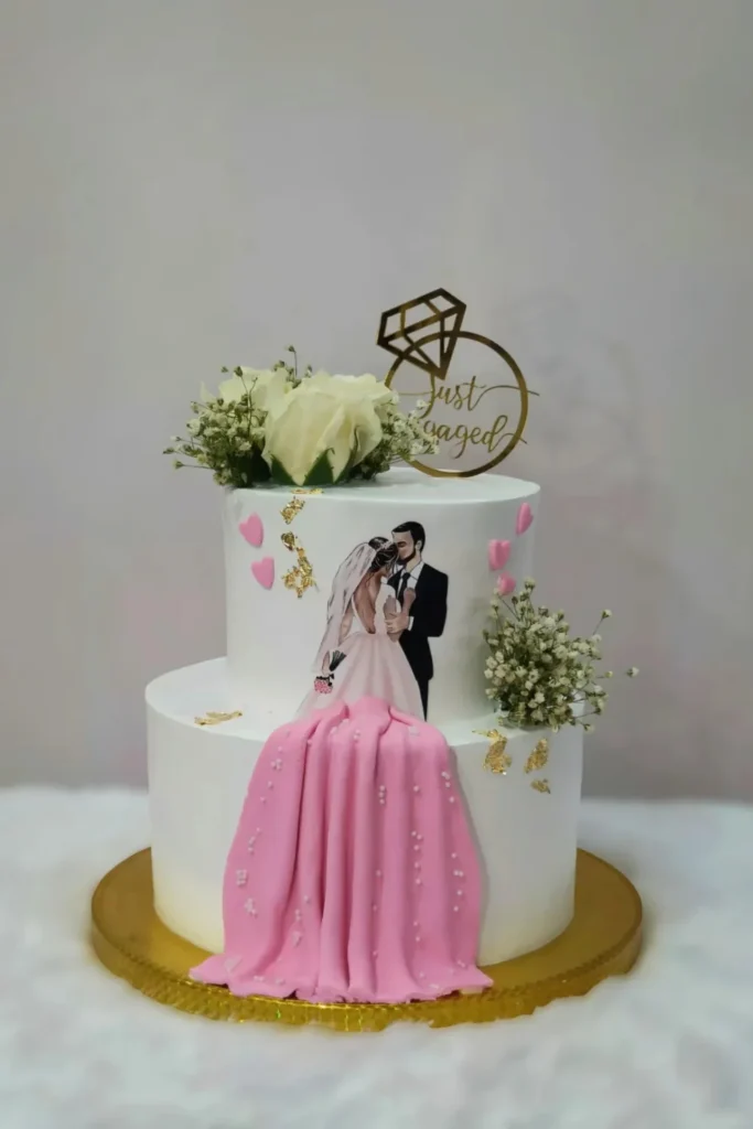 Couple Figurine Engagement Cake
