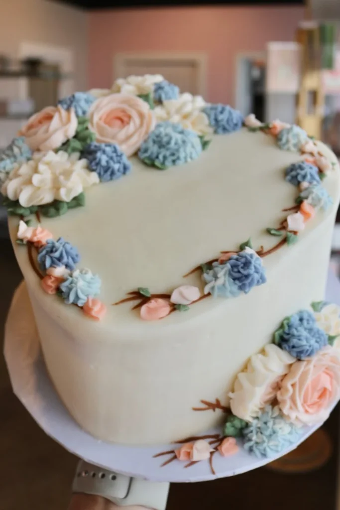 Floral Buttercream Heart Cake