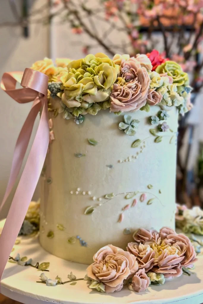 Floral Garden Bow Cake