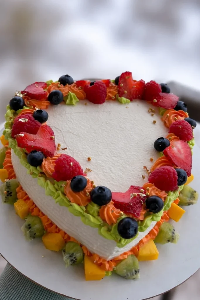 Fresh Fruit Heart Cake