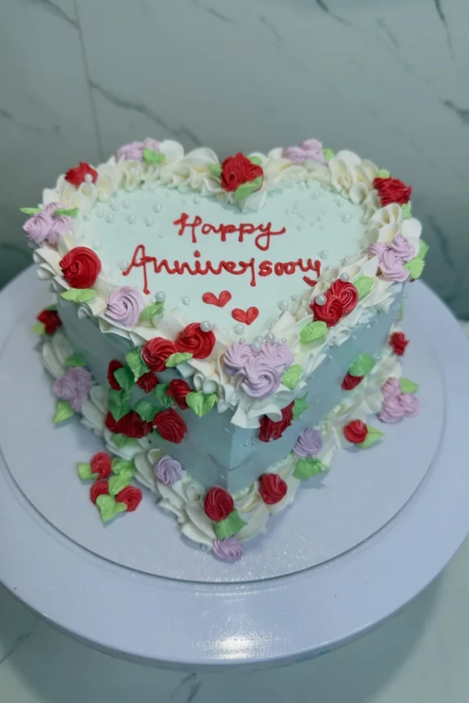 Heart Shaped Anniversary Cake