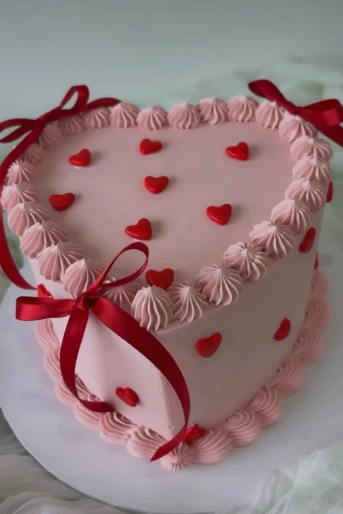 Heart Shaped Bow Cake