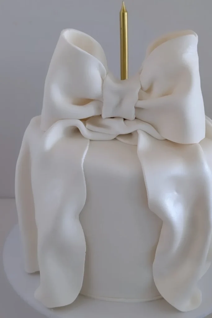 Minimalist White Bow Cake