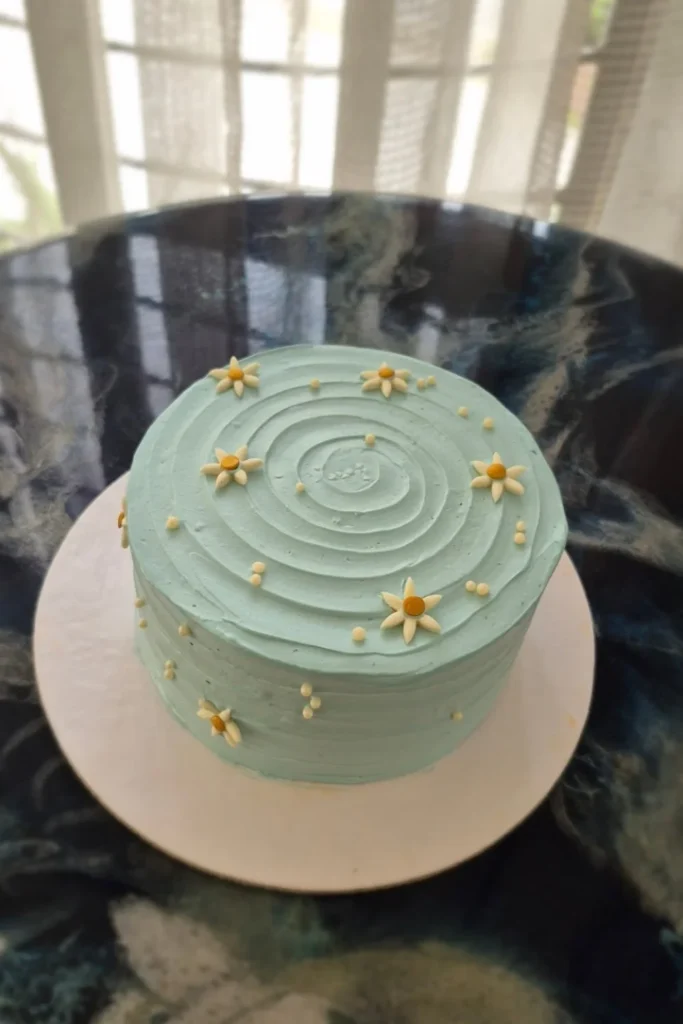Pastel Blue Daisy Bento Cake