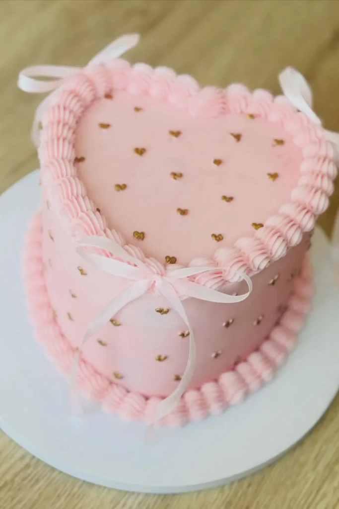Pink Buttercream Heart Cake