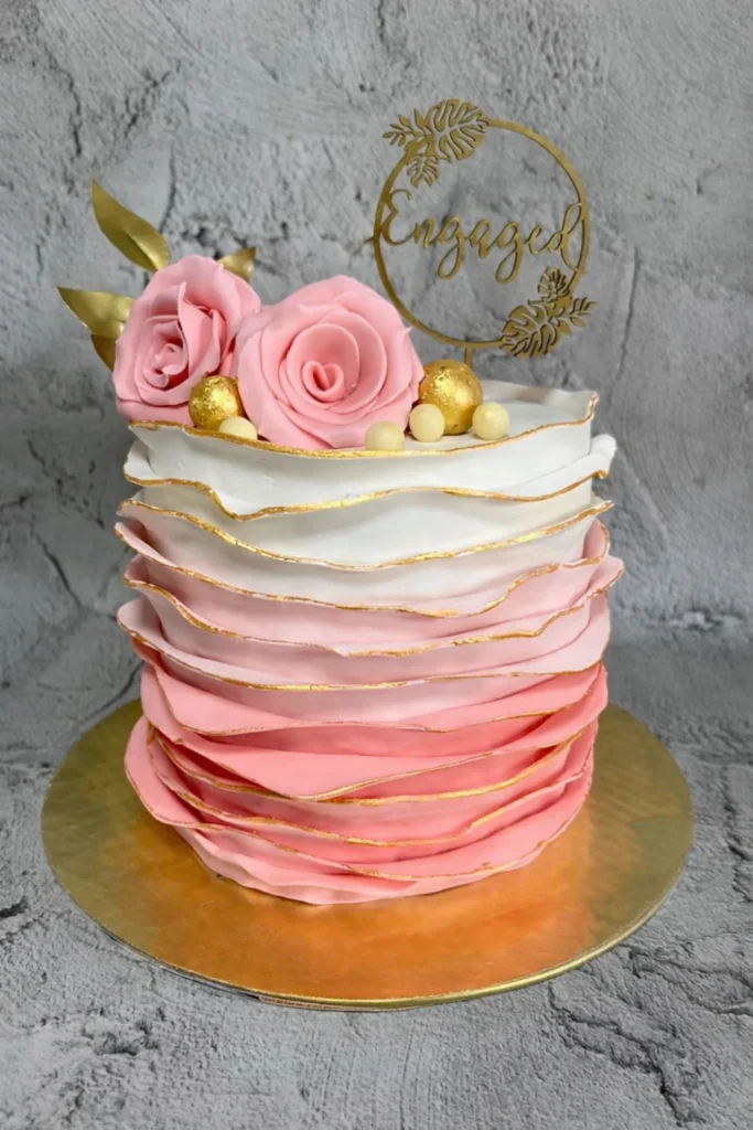 Pink Ombre Engagement Cake
