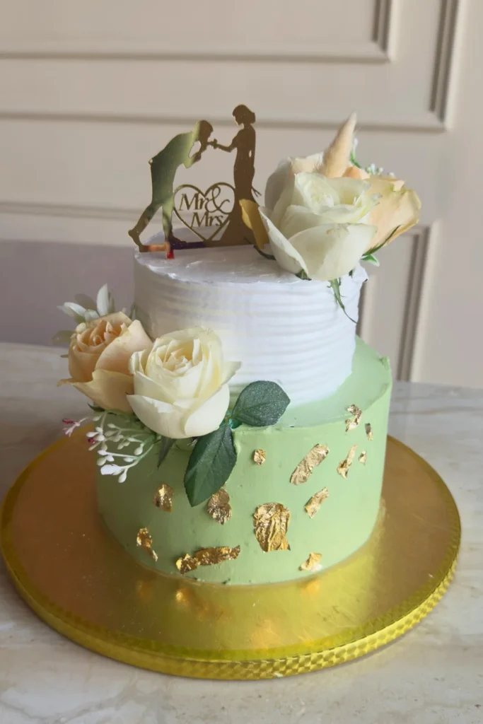 Pistachio Rose Wedding Cake
