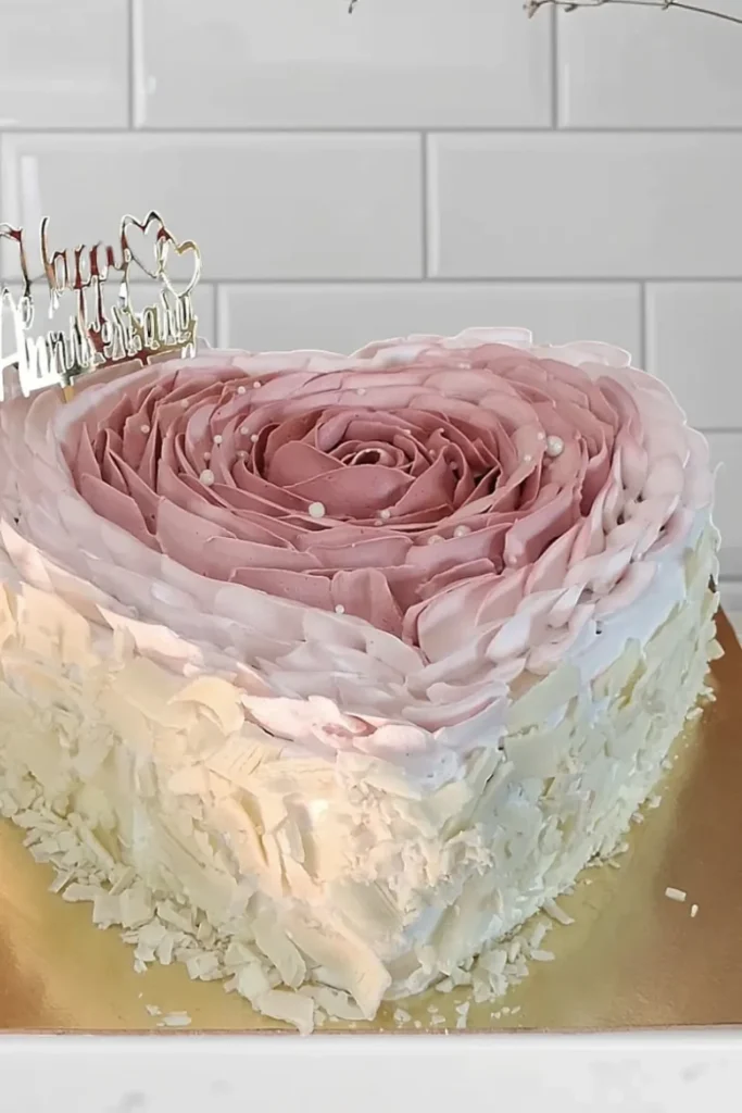 Rose Petal Heart Cake