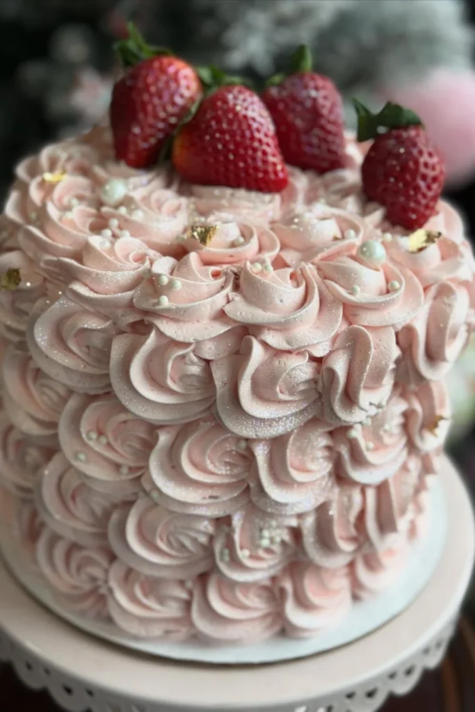 Strawberry Champagne Wedding Cake