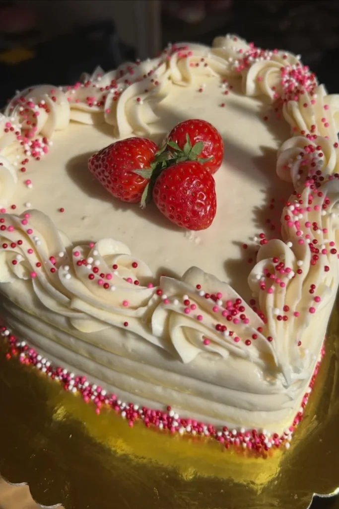 Strawberry Cream Heart Cake