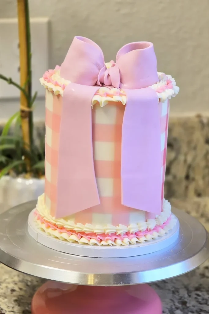 Vanilla Birthday Bow Cake