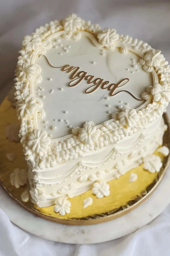 Vintage Heart Engagement Cake