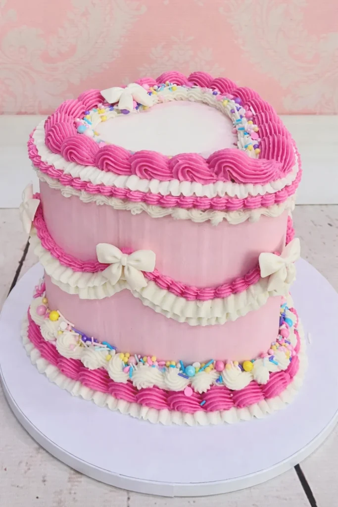 Vintage Piped Heart Cake