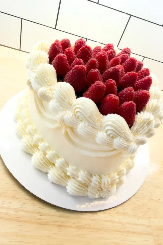 White Chocolate Raspberry Heart Cake