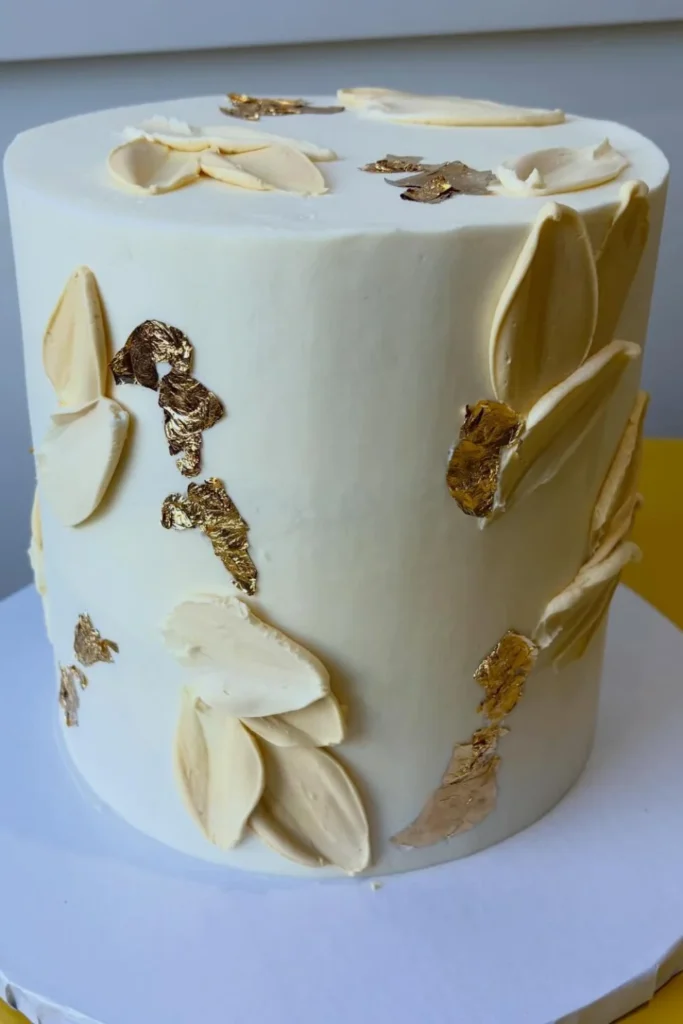 White and Gold Buttercream Cake